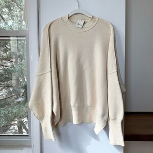 Free People Easy Street Tunic Sweater Oversized Ribbed Long Sleeve Slouchy Cream